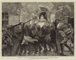 Emperatriz de la India, el Maharajá Rewah saliendo de la estación de tren de Allahabad de Percy Macquoid